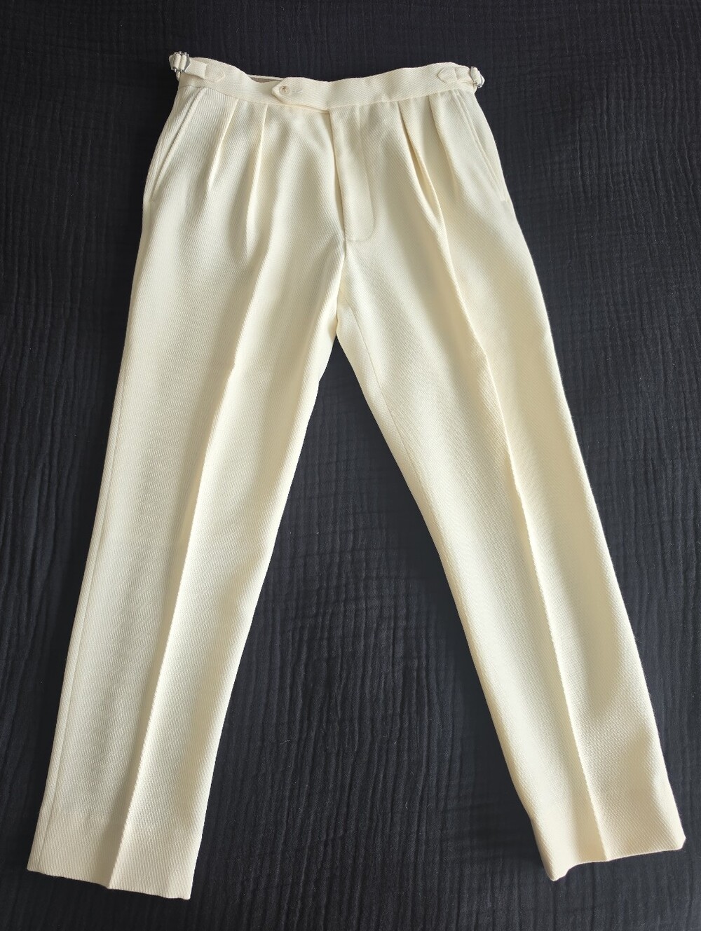 SuitSupply Off-White Wide Leg Tapered Trousers